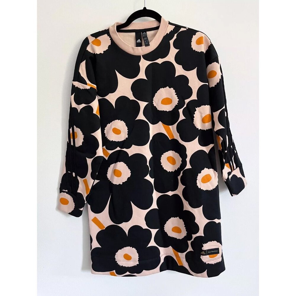 Adidas Sportwear Marimekko Fleece Dress Halo Blush Unikko Print XS New With Tags